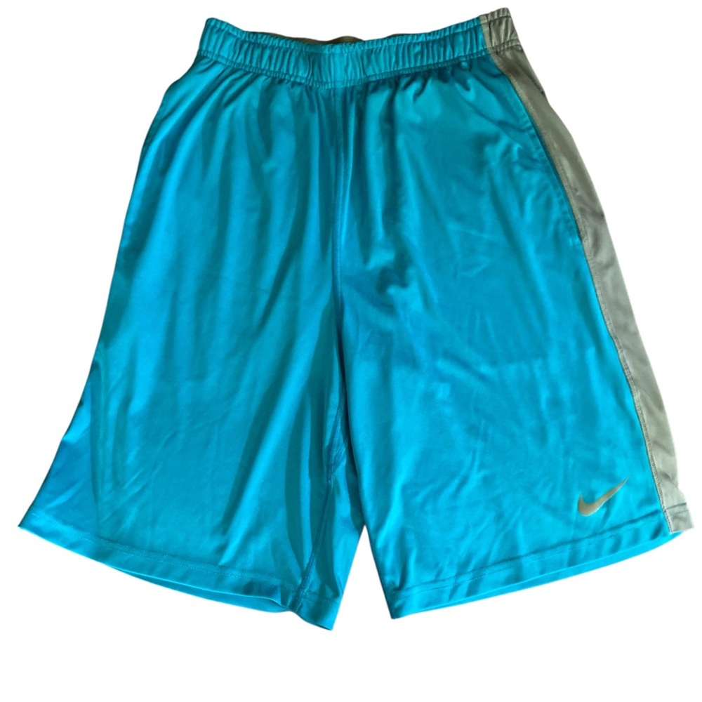 Nike Men's Basketball Shorts Size Small Front Pockets Blue/Teal Dri-Fit Long